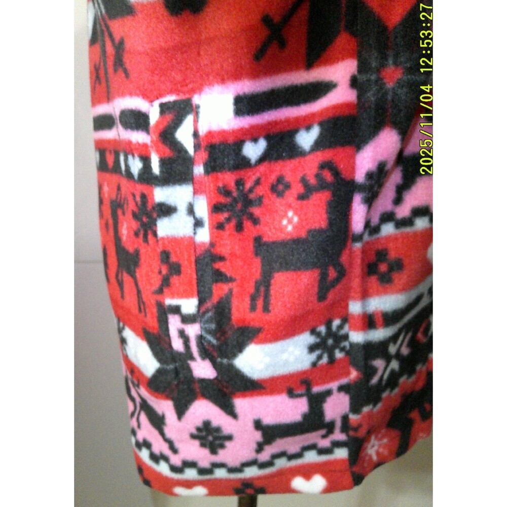 New NWT $85 Vera Bradley Fleece Jacket Nordic Red Pink Black Gray Heart Deer S - Picture 4 of 9